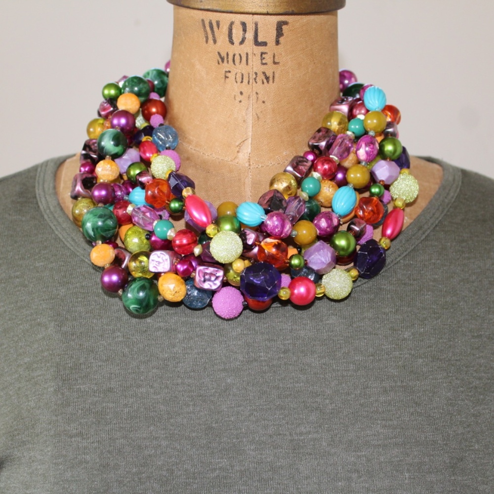 Vintage Up-cycled Necklace Made with Gorgeous Vintage Plastic Beads